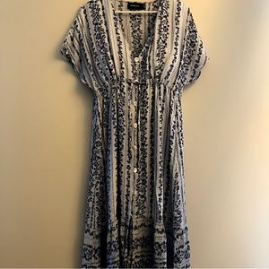 MINKPINK floral midi dress in blue, size L